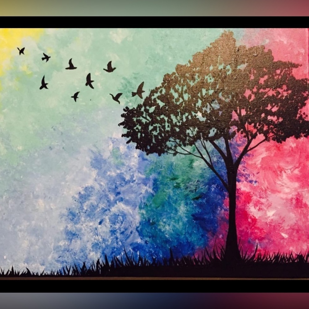 🌲 FLY AWAY TREE TREE 🌲 Painting ON CANVAS  - HANDMADE by ME 🎨